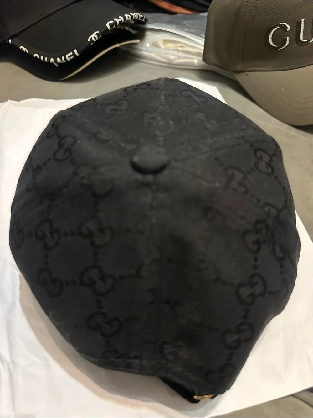 Gucci Black GG Logo Baseball Cap with White Interior Detailing